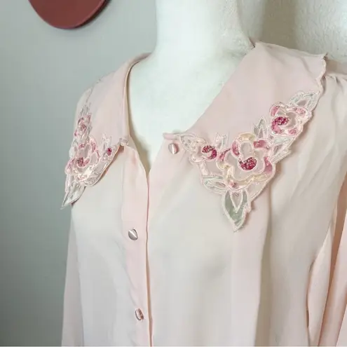 Vintage Etienne NWT Pink Floral Embellished Top S