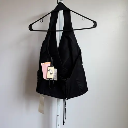 Tadashi Shoji Tadashi Halter Top Black Pleated Sleeveless Party Cocktail Made in USA