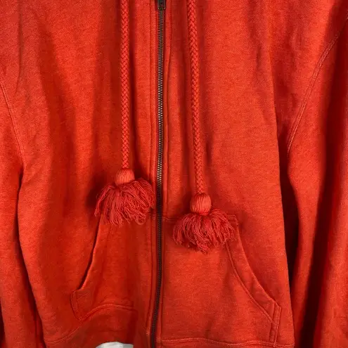 CAbi  Womens Poet Sleeve Oversized Tassel Zip Up Hoodie Coral Orange size Small