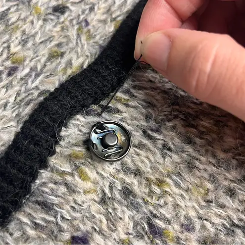 Garnet Hill Imperfect cardigan speckled knit wool mohair blend snap buttons fall