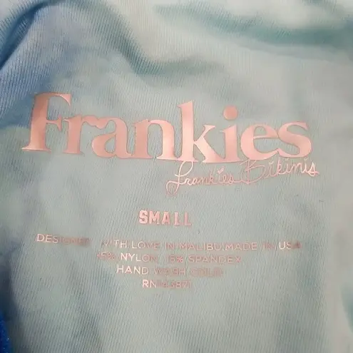 frankie's bikinis 💕💕 Molly One Piece Swimsuit Aqua Tie Dye Crushed Velvet S NWT