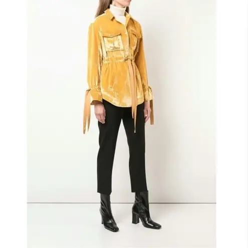 Cinq à Sept Mathieu Velvet Utility Jacket in Sunflower, Size Medium, EXCELLENT Gold