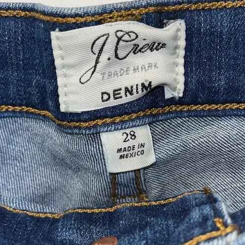 J. Crew Merrill Cut Off Folded Cuff Denim Jean Shorts Size 28 Medium Wash Blue
