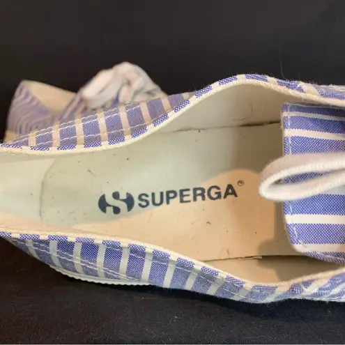 Superga  Women’s USAM 8/USAW 9.5  EU 41 Blue White Striped Sneakers Lace up