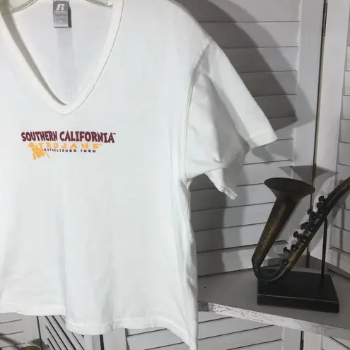 Russell Athletic USC Southern California Trojan SCT logo white cotton T-shirt Sz M