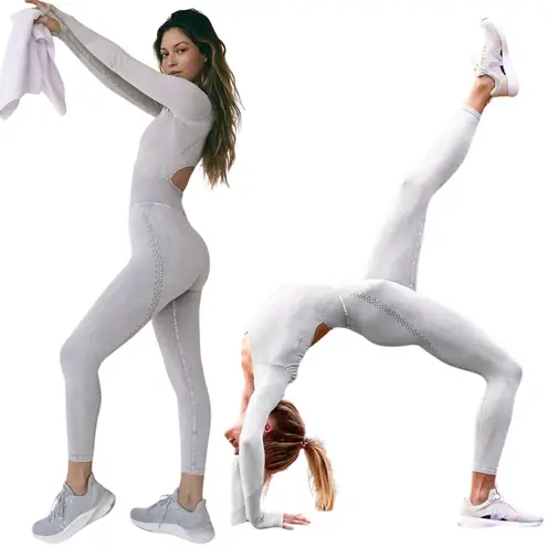 FP Movement Free People Good Karma Long Sleeve Jumpsuit Women's M/L Ice Gray NWT Size undefined