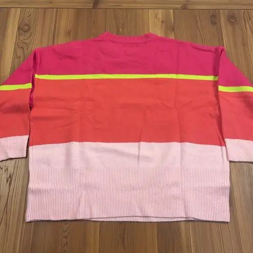 First Love Oversized Cozy Boutique Sweater Pink Stripe Colorblock Plus Size 2X