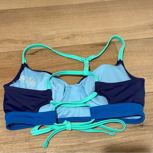 Title Nine Tidal Rave Underwire Bikini Top Colorblock blue green size 32C
