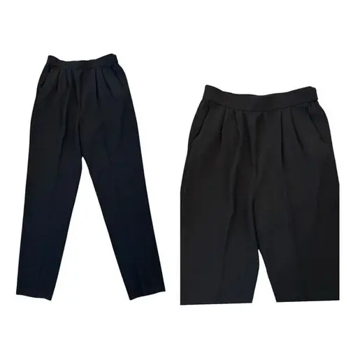 St. John Basics Santana Knit Pleated Front Pants Pull On Pockets Black Size 6