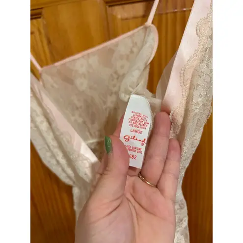 Vintage Feminine Gilead Lace Robe & Slip Set Pink Satin Trim Size Large NWOT