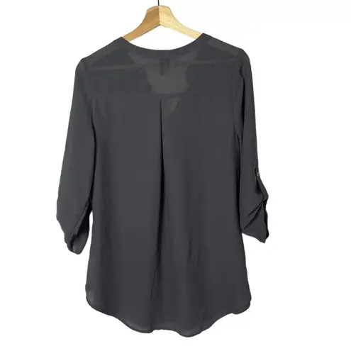 Maurice's  Dark Gray Textured Long Sleeve Blouse M