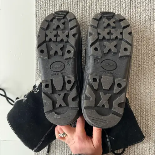 Vintage SO Black Suede Leather Sherpa Lined Winter Snow Boots Size 8M