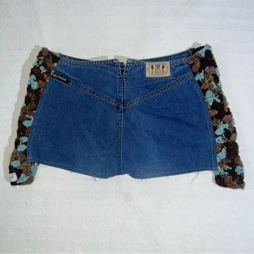 Vintage Rag City Blues Skirt Size M Crochet Hippie Boho Festival Coachella 80s Size M