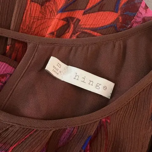 Hinge brown floral cinched waist sundress size medium