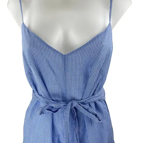 Club Monaco Blue Stripe Sleeveless Tie Waist Open Back Cami Tank Romper Shorts 0 - Image 3