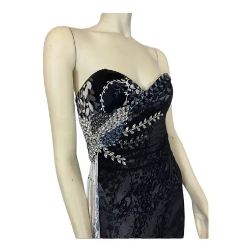 Terani Couture TERANI sweetheart strapless silk gown formal beads & jewels size 8