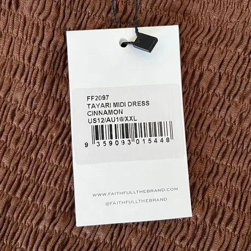 Faithfull the Brand Tayari Linen Maxi Dress 12 Cinnamon Cutout Smock Sundress