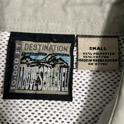 Destination 10K Feet Above Sea Level Sleeveless Button Down Outdoor Blouse Top Green