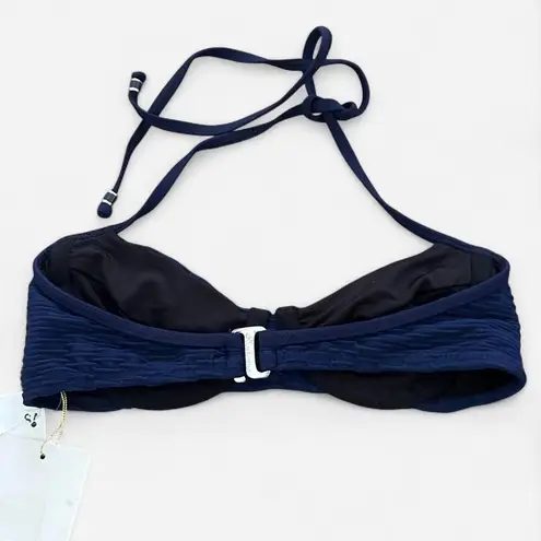 Shoshanna navy blue textured sweetheart cut halter bikini top A Cup new