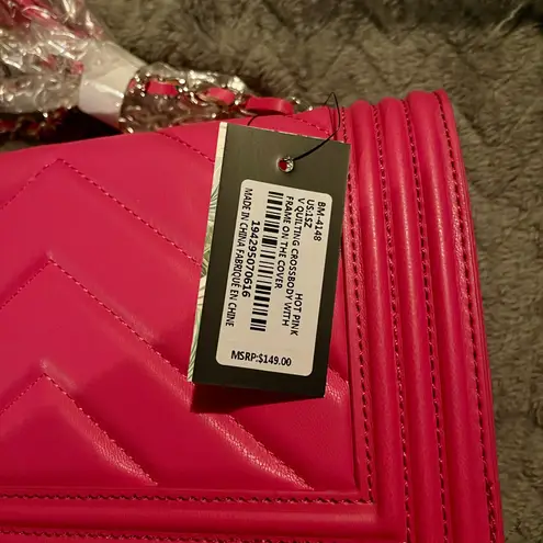 Badgley Mischka Crossbody Bag Hot Pink V Quilt New With Tags