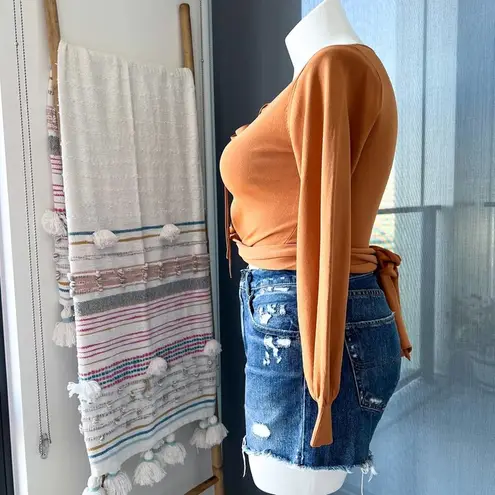 Cult Gaia Mustard Yellow Long Sleeves Wrap Around Pullover Sweater Women’s Small