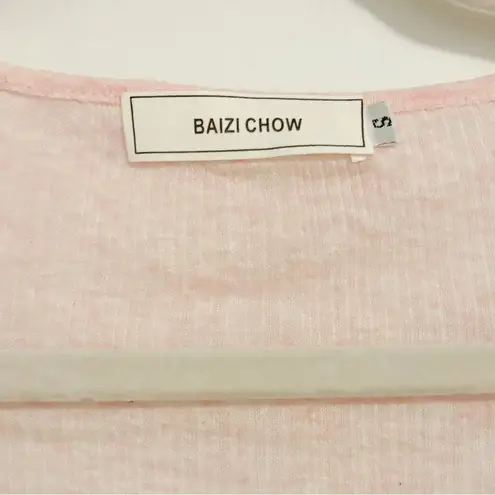 Korean Y2K Cottage Pastel Baby Pink Thin Crop Ribbon Tie Cardigan Size XS