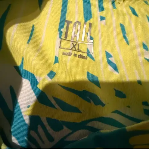 Tail Green & Blue Tropical Palm Tree Print Short Sleeve Activewear Dress Sz XL
