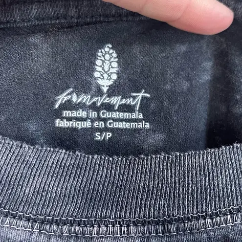 Free People Gray Acid Relaxed Fit Short Sleeve Tee with Crew Neck Blue