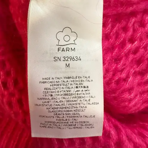 Farm Rio Maxi Cable Knit Sweater Pullover Women's Medium Pink Chunky Comfy NWOT