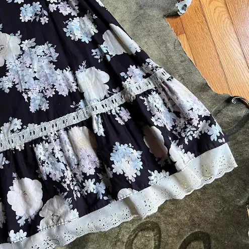 Gunne Sax Cottage Boho Floral Tiered Prairie Skirt