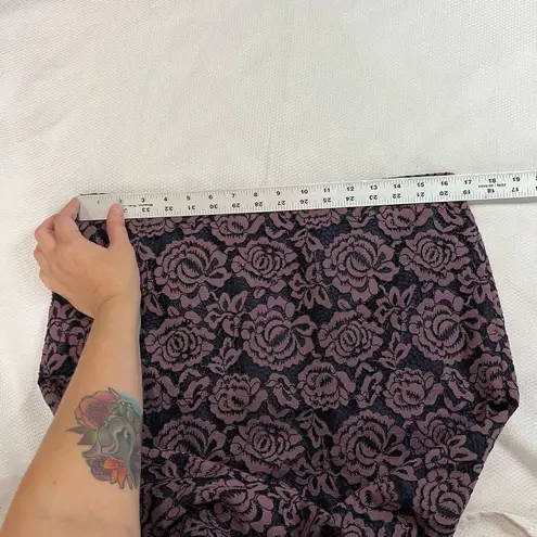 Ann Taylor  Factory Navy Blue Purple Lace Scalloped Hem Pencil Skirt