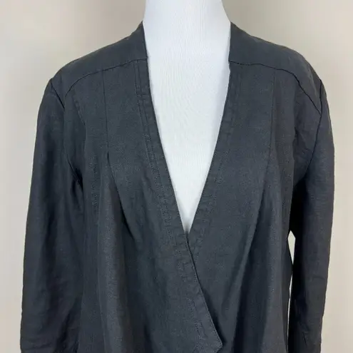 Chico's  2 Linen Jacket Large Black Open Draped 3/4 Sleeve Lightweight‎ thumbnail 2