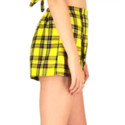 Purrr Melrose Women's Yellow Black Plaid Mini Skirt Skort Goth Preppy Size Small