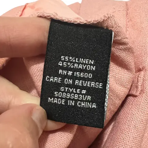 Violets & Roses (4/27) Pleated Casual Linen Blend Shorts Stitch Fix Wide Leg Pink Size 24