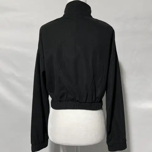 Area Stars New Waffle Knit Flap Pocket Full Zip Cropped Jacket Black Size Small