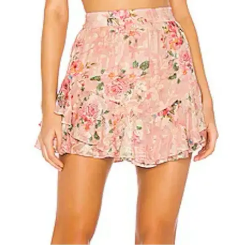 HEMANT & NANDITA NWT | Blush Georgette Cross Stitch Skirt in Coral | S Pink