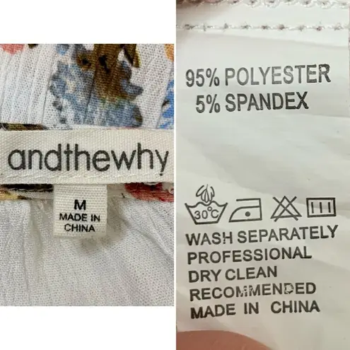 Andthewhy Boho Floral White Halter Tunic Top