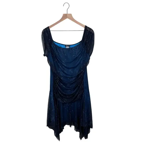 Taboo Vintage 90s Y2K Sparkly Mesh Dress Asymmetrical Hem Fairy Whimsigoth Midi