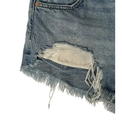 We The Free  FP Distressed Button Fly Cut Off Booty Jean Shorts 100% Cotton Sz 27