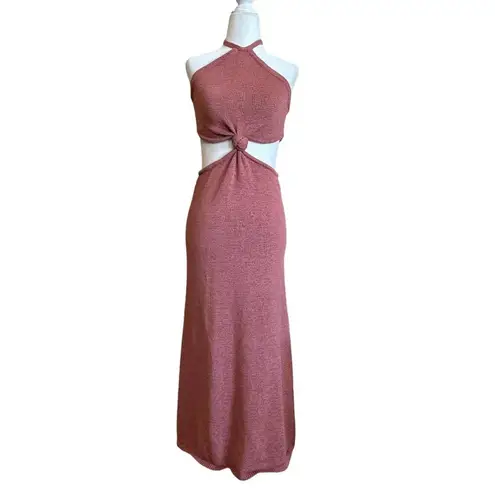 Cult Gaia Cameron Knit Dress in Jaipur pink Large New Womens Midi Cutout