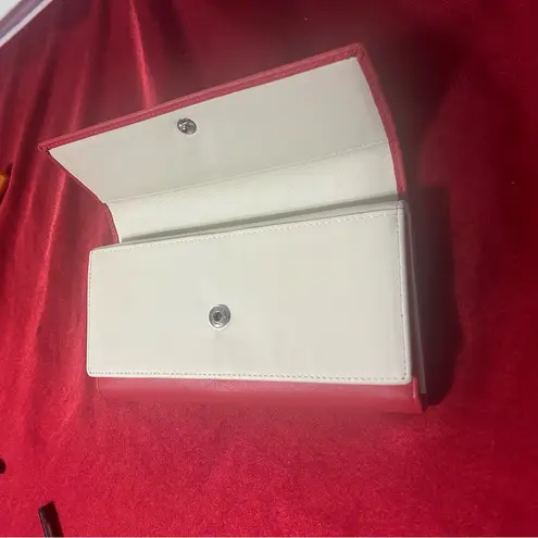 Safe Harbor RFID Elegant Red and Cream Women's Clutch Leather Like NEW!