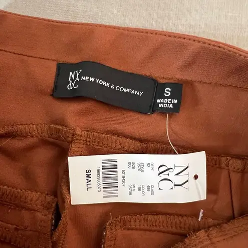 New York And Company NWT Brown Orange Ponte Knit Jersey Faux Look Dress Pant Small