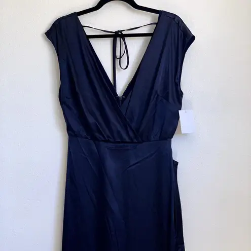 NWT Dessy Collection Charmeuse Cap Sleeve Gown Dress in Midnight Blue Size 4