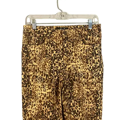 Earl Jean Earl Jeans Tan Leopard Animal Print Skinny Ankle Classic Jeans Women Sz 6