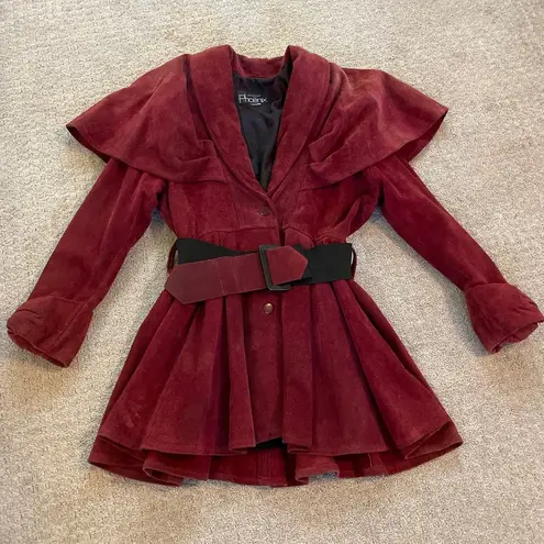 Vintage Outerwear by Phoenix Burgundy Suede Trench Coat Size M