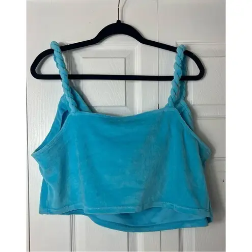 Fashion to figure Aqua Blue Emmie Terry Cloth Cowl Neck Crop Tank Top Size 1X 14