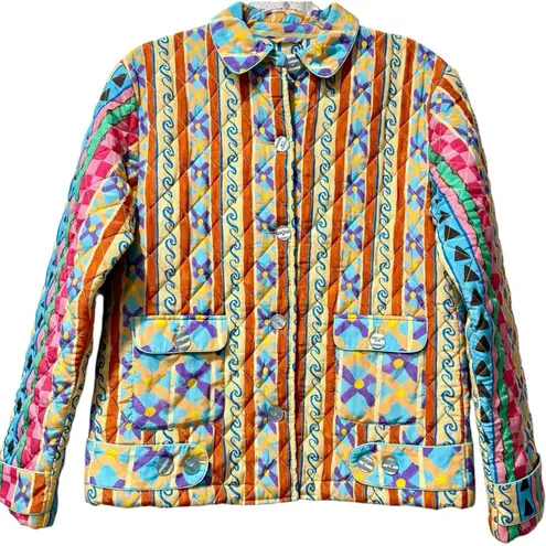 NEW Helmstedt OOAK Quilted Artwear Jacket Cotton Silk Painterly Print S/M Size M