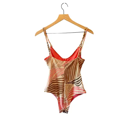 La Perla Studio One Piece Swimsuit Size 44 Pink Brown Abstract Print