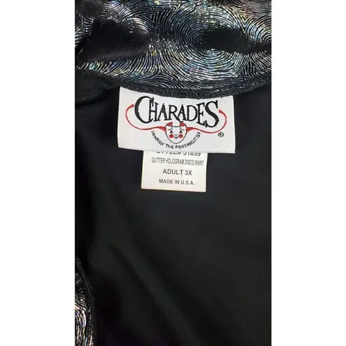 Charades Top 3X Disco Dance Party Shiny Hologram Retro Silver Halloween Cosplay