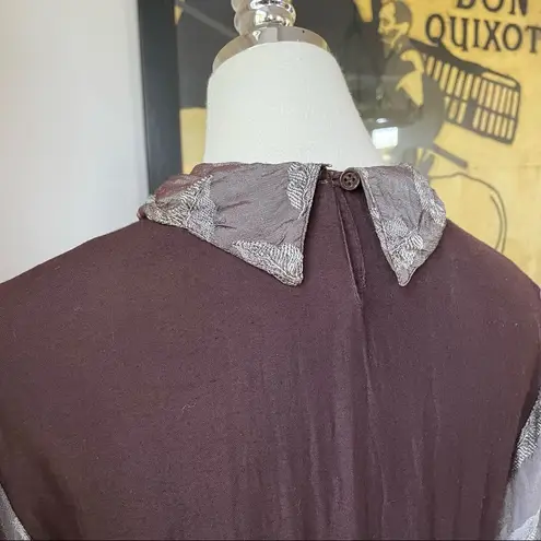 Vintage 90s Funhouse NYC Steampunk Dark Academia Schoolgirl Brown Leaf Dress S